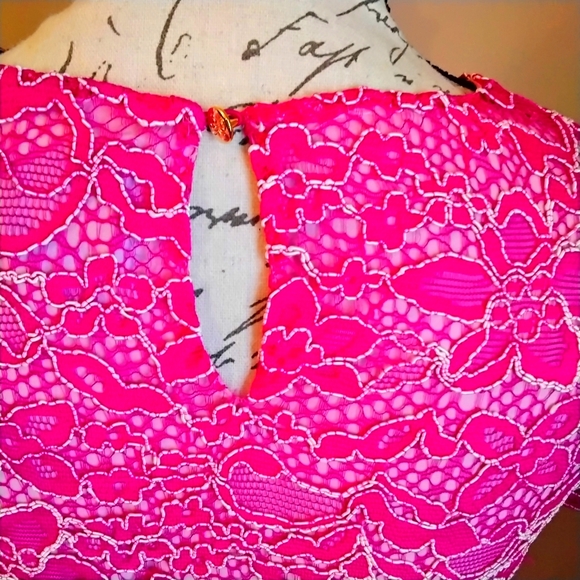 NWT CeCe By Cynthia Steffe Fuchsia Lace Dress - 4 - Picture 6 of 9